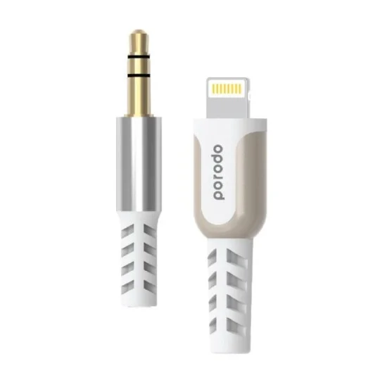 Porodo Lightning to AUX Cable 1.2M - White